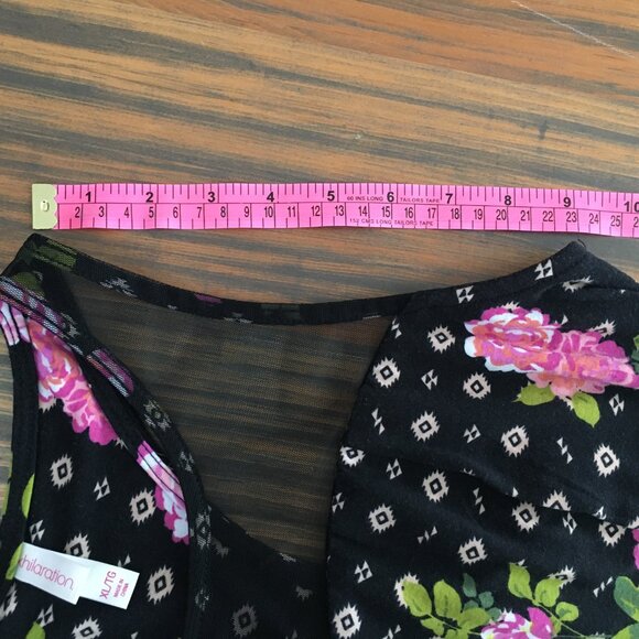 [Xhilaration] Black Geometric / Rose Print Sleeveless Sundress | XL | Good - Picture 5 of 12